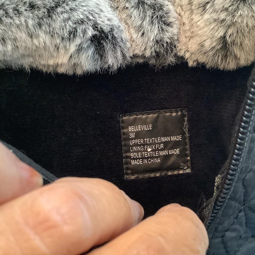 NWT Tundra‎ Belleville black youth fur rain snow boots sz. 3 thermolite - Picture 7 of 10